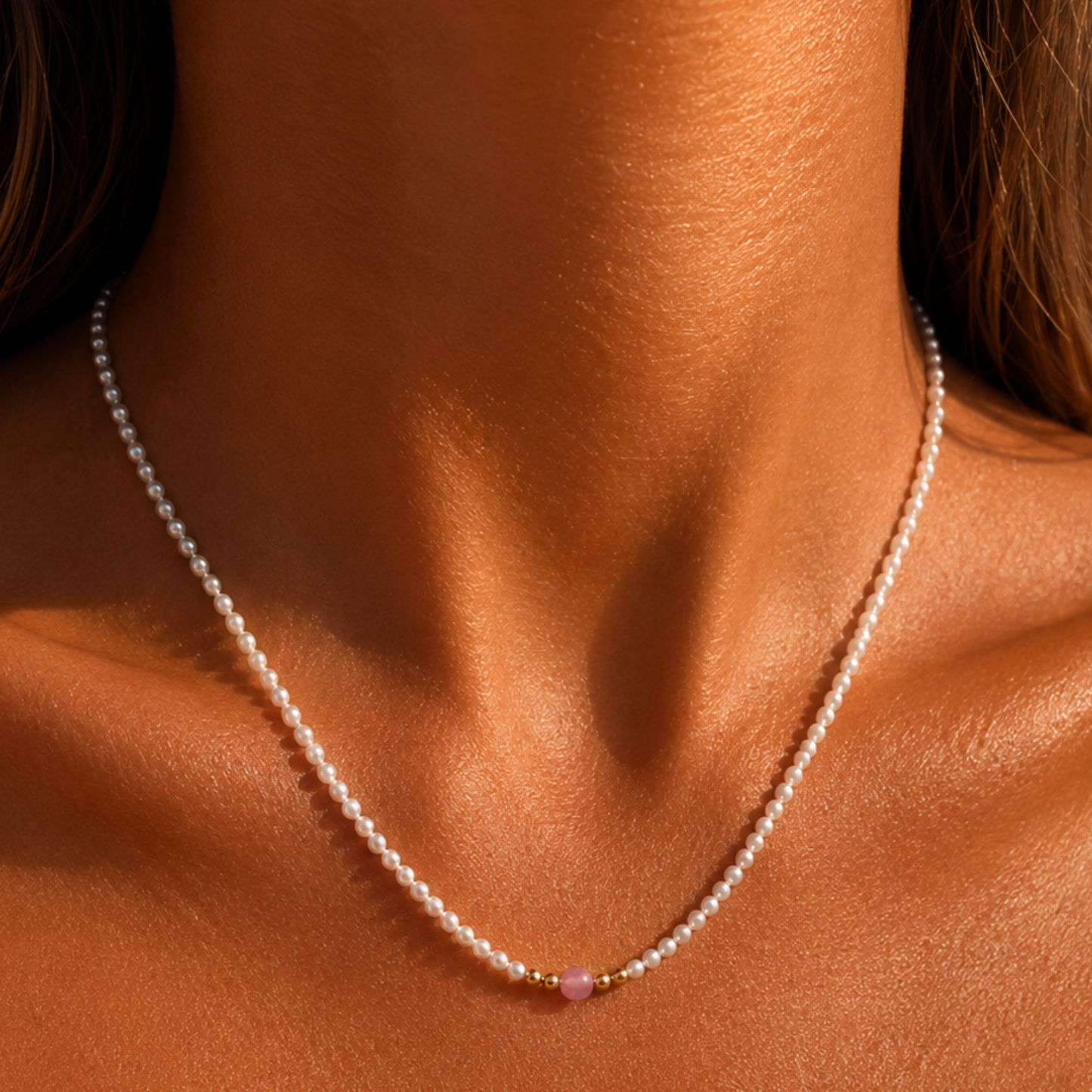 Collier perlé blanc