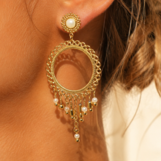Boucles d'oreilles avec pierres blanches