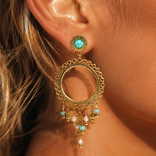 Boucles d'oreilles avec pierres bleues