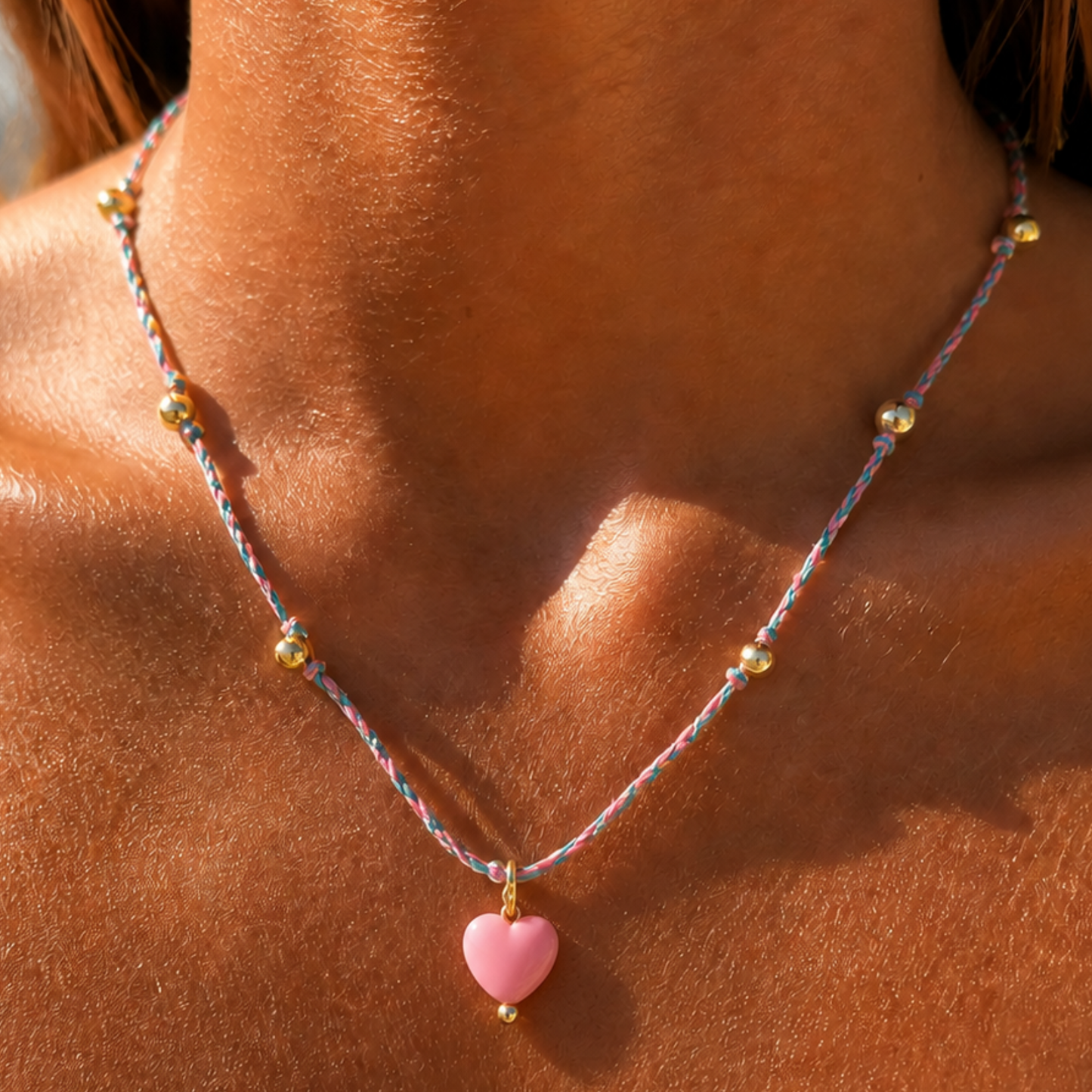 Collier pendentif coeur rose